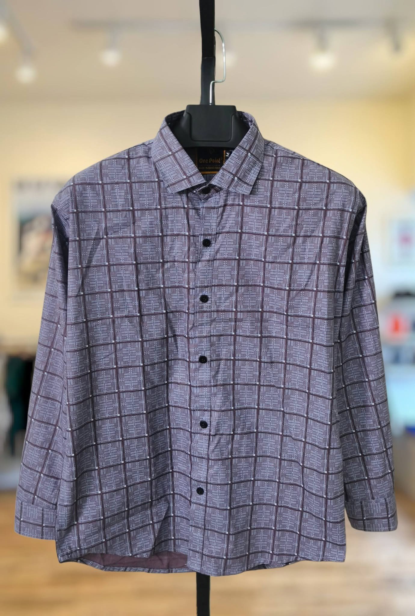 Lavender Grey Check Cotton Shirt