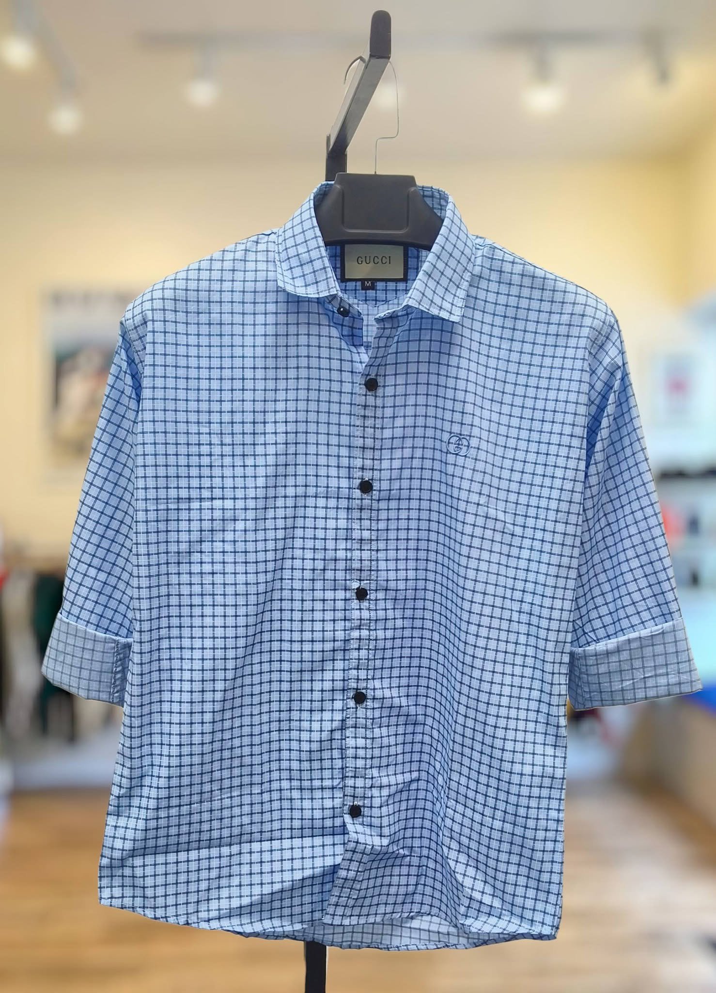 Light Blue Grid Check Shirt