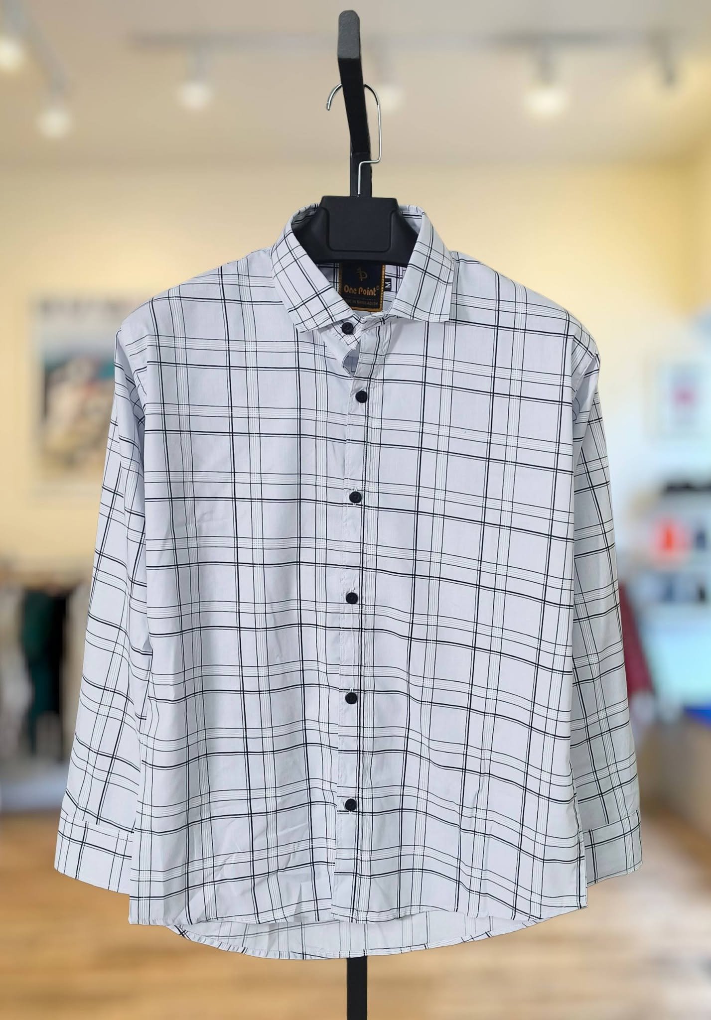 White Fine Check Formal Shirt