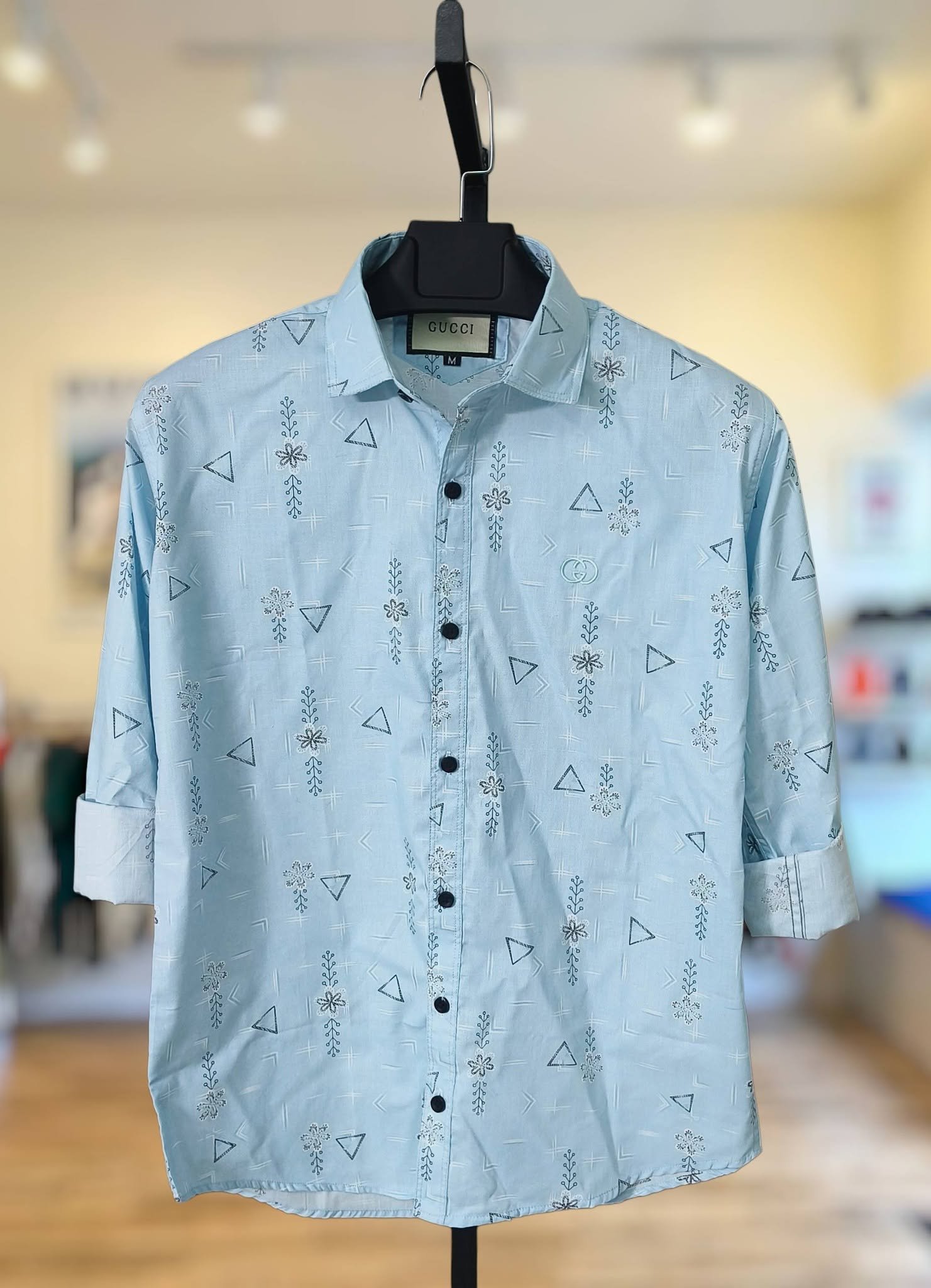 Sky Blue Floral Print Shirt