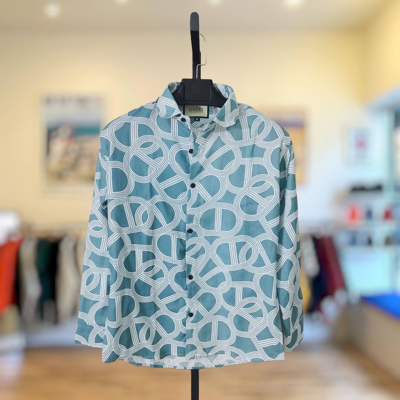 Aqua Abstract Print Shirt
