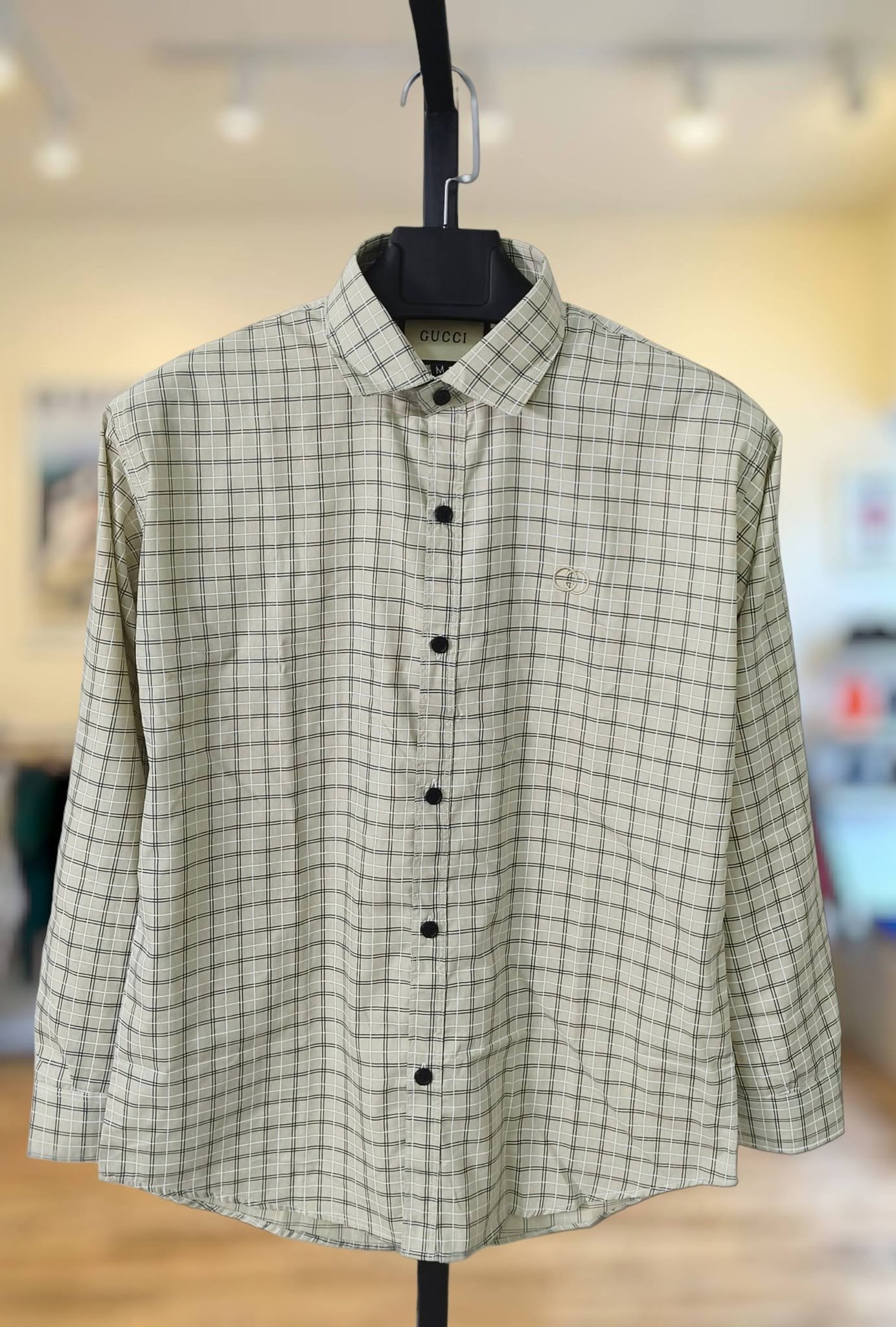 Khaki Check Cotton Shirt