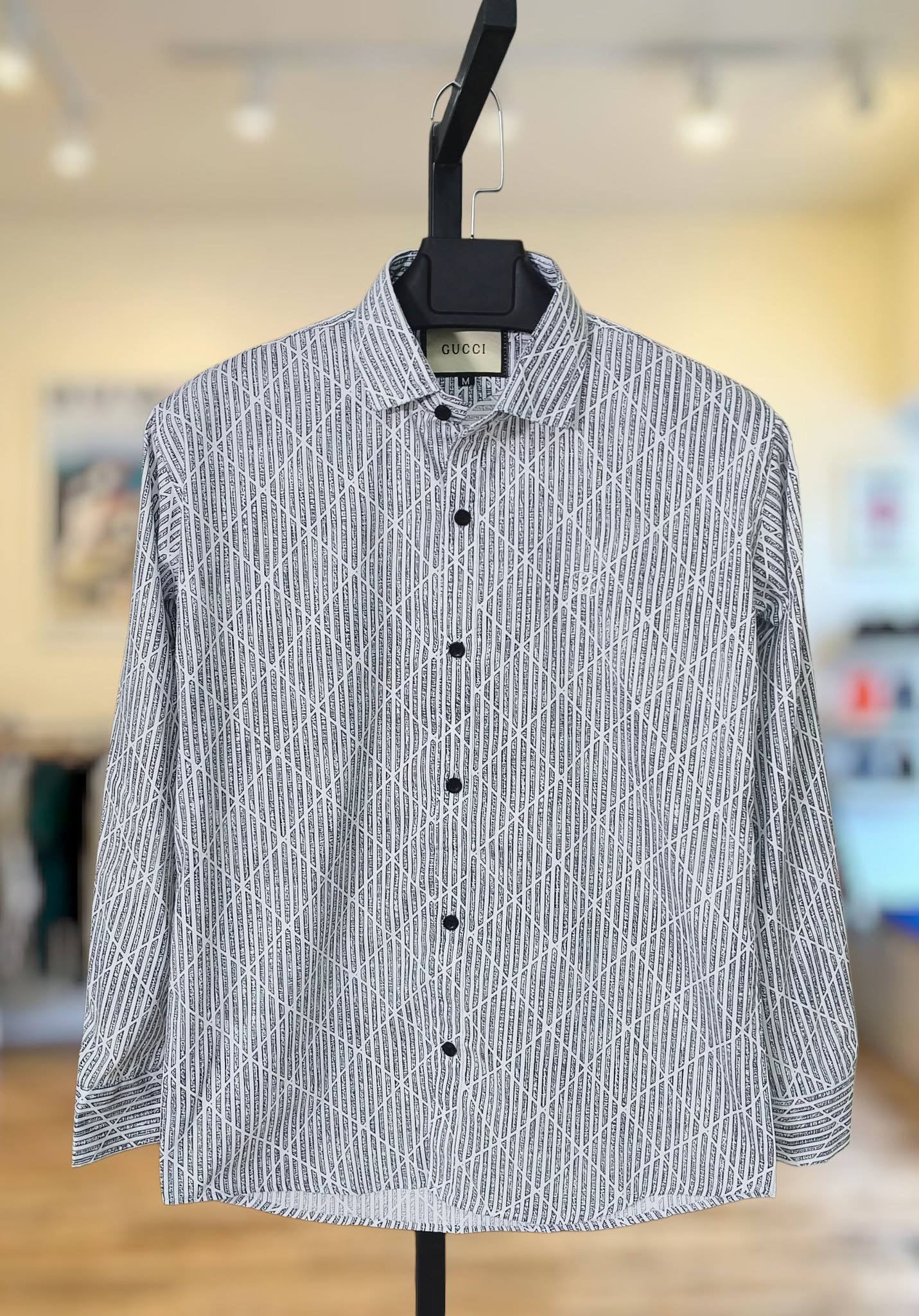 Fine Pattern White Cotton Shirt
