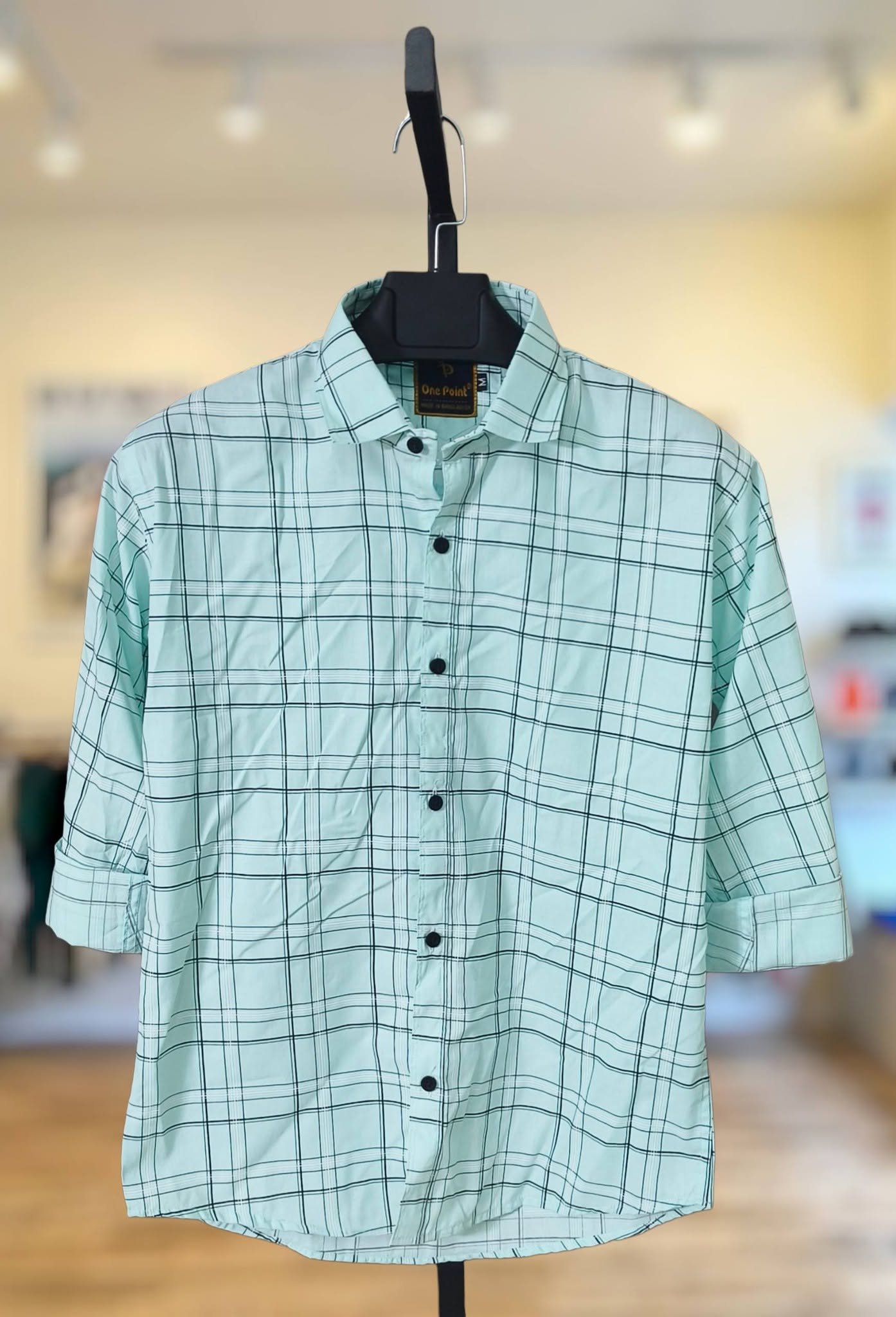 Light Mint Grid Check Shirt